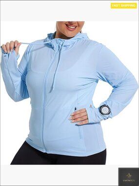 Lightweight Full Zip Sun Protection Hoodie UPF 50+ Cooling Jacket with Thumb